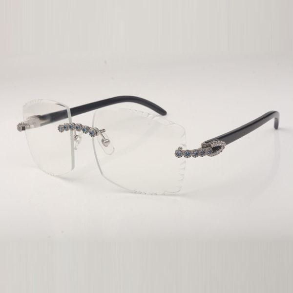 

blue bouquet diamonds sunglasses frame 3524022 with buffalo horn legs and 58mm clear cut lenses thickness 3.0mm, Silver