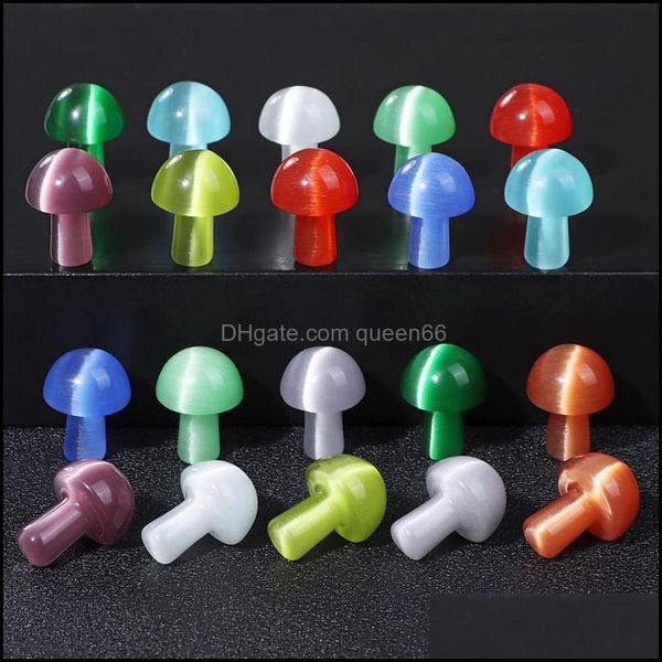 

stone cats eye opal stone carved crystal mini mushroom healing reiki mineral statue ornament home decor gift mix colors dhseller2010 dh4lu, Black