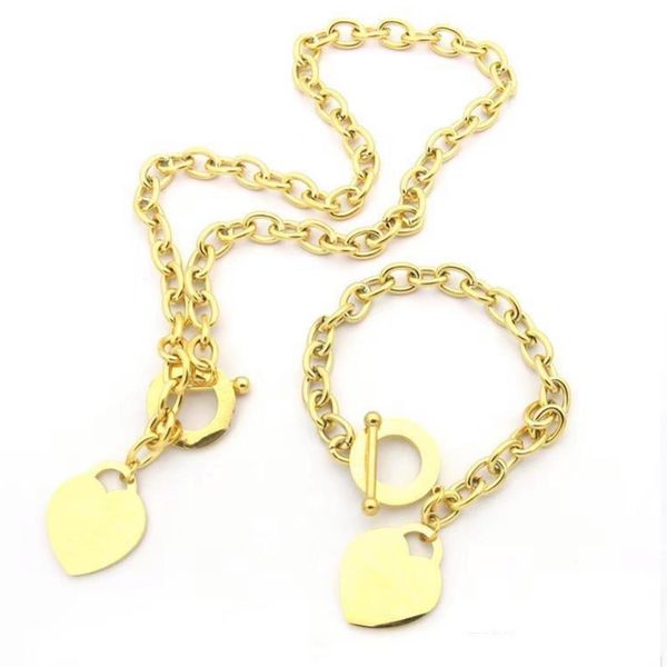 

designer jewelry love big heart bracelet necklace 18k silver t necklace with rose gold platinum luxury woman man christmas gift210s