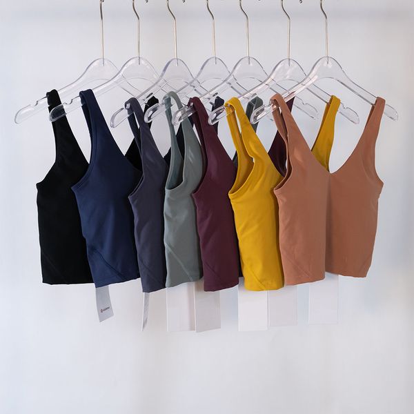 

women yoga outfits bra shirts 2022 2023 lu-109 sports vest fitness underwear tanks solid color lady with removable cups, White;red