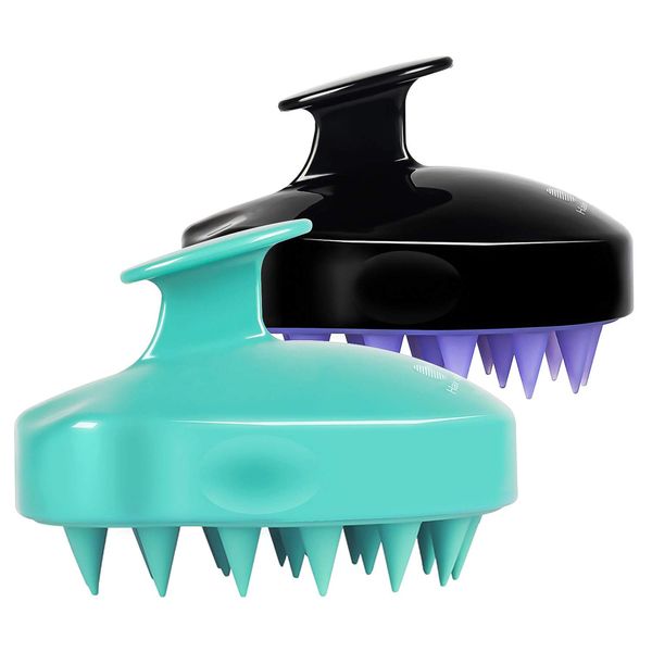 

hair brushes l scalp masr shampoo brush upgraded scrubber wet dry with soft sile bristle for remove dandruff care tool women lulubaby amfbq, Silver