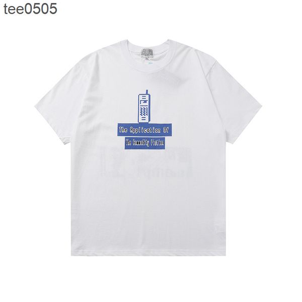 

2022 summer new fashion brand mobile phone printed men's and women's short sleeve t-shirt, White;black