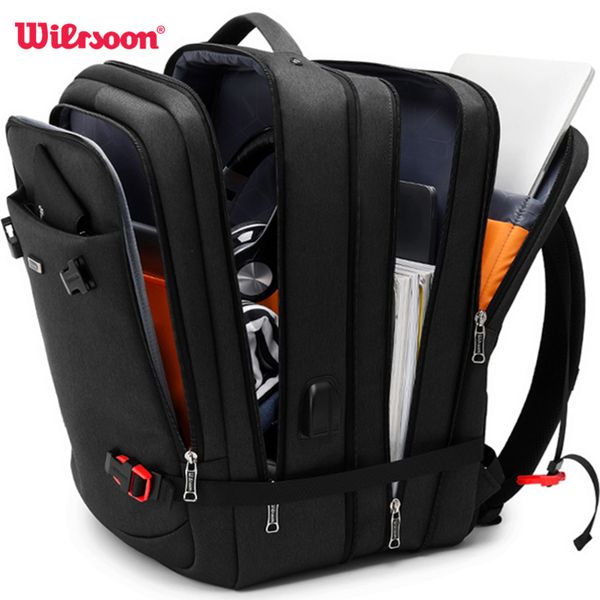 

school bags wiersoon 45l male expandable large capacity traveling backpack for 17 inch lapmen's backpack approved weekender bag 220908