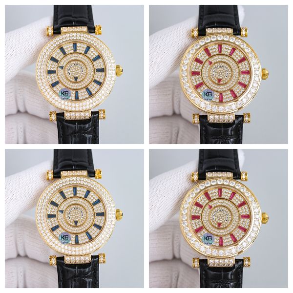 

montre de luxe mens watches 40mm fm.800 automatic mechanical movement steel case 598 swarovski crystal diamond watch wristwatches, Slivery;brown