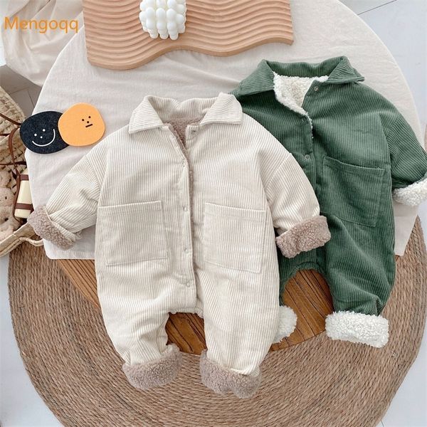 

rompers toddler infant boys autumn winter corduroy thicken velvet outfits kids baby solid jumpsuits born clothes romper 0-24m 220908, Blue