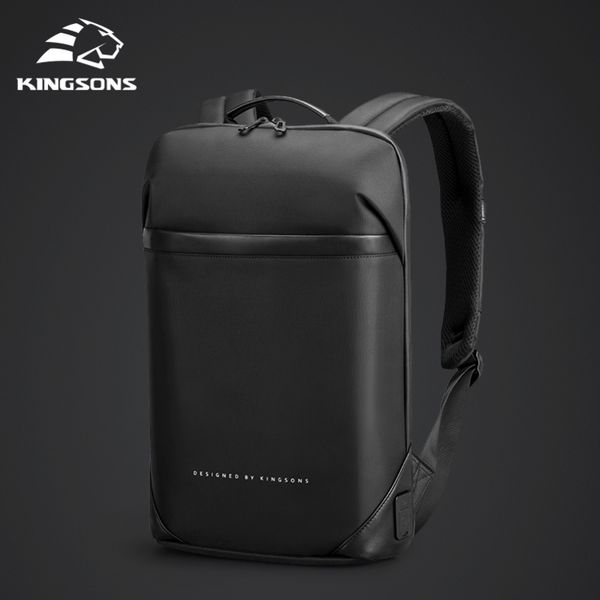 

school bags kingsons slim lapbackpack men 15.6 inch office work men backpack business bag black ultralight backpack thin mochila 220908