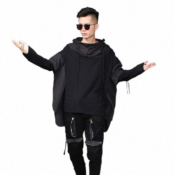 

men's hoodies & sweatshirts men's hoodies & sweatshirts long-sleeved hoodie autumn and winter color splicing false two design larg, Black