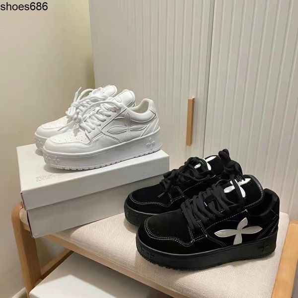 

smfk zhou yutong liu yun the same shoes women's 2022 summer new cross flower wandering skateboard shoes, Black