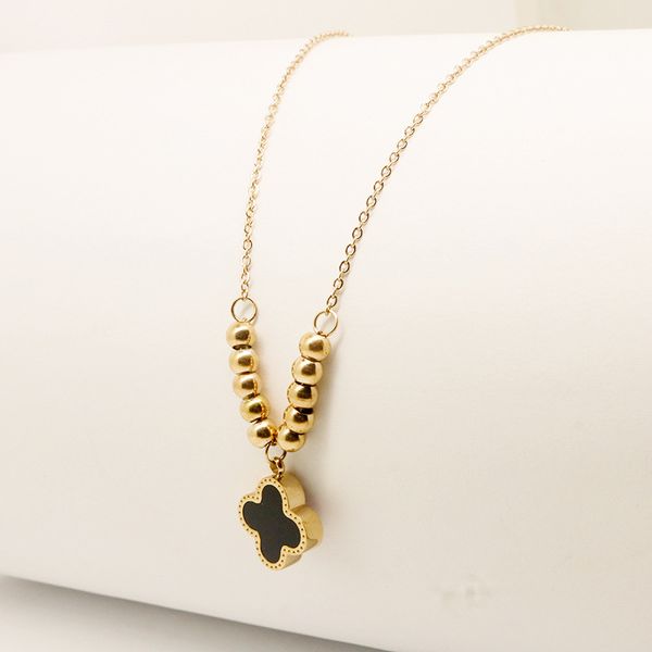 

double side clover pendant stainless steel necklace for women gift, Silver