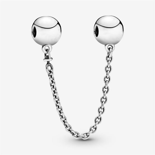 

100% 925 sterling silver logo safety chain charms fit original european charm bracelet fashion women diy jewelry accessories290g, Bronze;silver