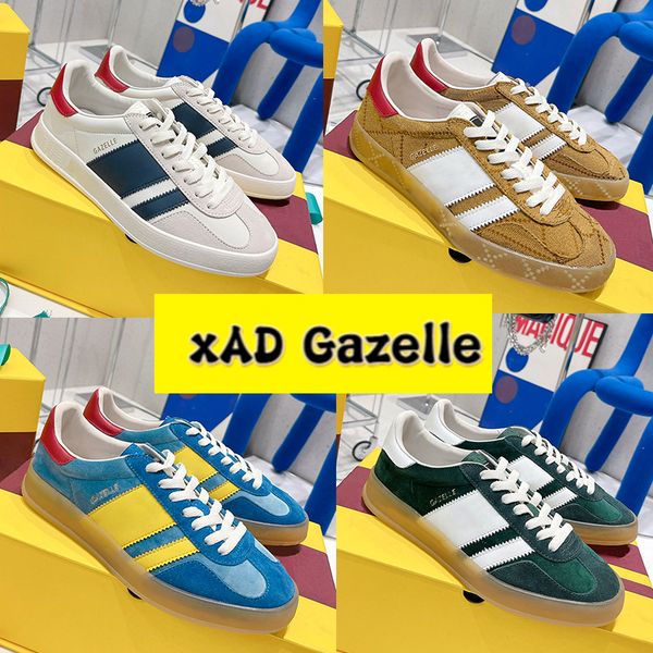 

men casual shoes xad gazelle women sneaker white suede green blue red pink velvet beige ebony canvas blue silk man sneakers designer breatha, Black