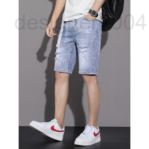 

men's shorts designer thin 2022 summer korean trend new fashion classic five point hole pants shorts uagx, White;black