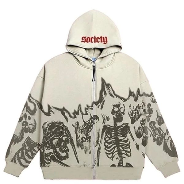 

mens hoodies sweatshirts y2k emo men streetwear vintage skull hoodie zip up hoodies grunge oversized sweatshirt gothic harajuku alt jackets, Black