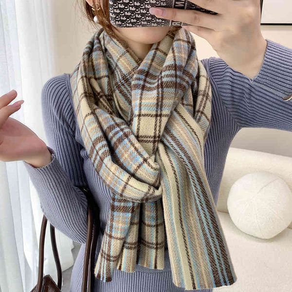 

designer scarf acne sweden studios fashion warm imitation cashmere shawl female autumn and winter new long japan south korea plaid women&#03, Blue;gray