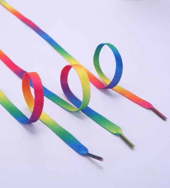 

manufacturers whole boots women shoes casual shoes accessories 8mm flat gradient colorful shoelaces rainbow laces, White;pink