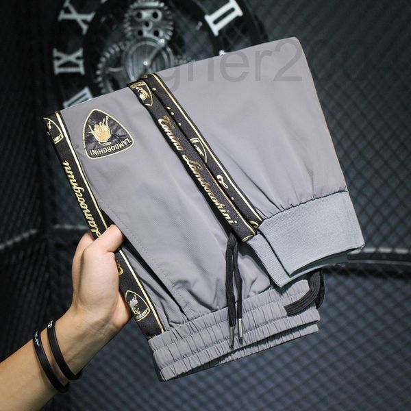 

men's shorts designer summer thin fashion brand side stripe embroidered ice silk pants men's legged casual slim fit nine point spo, White;black
