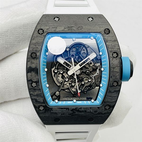 

zf 055 montre de luxe mens watches manual mechanical movement ntpt carbon fiber case and sandblasted titanium luxury watch, Slivery;brown