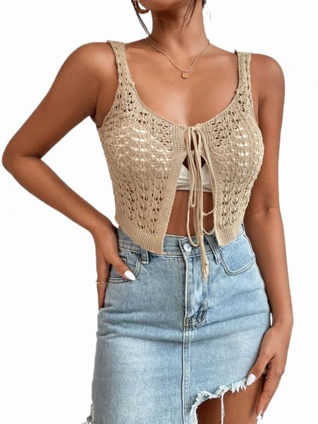 

women's sweaters knot front pointelle knit a5sg#, White;black