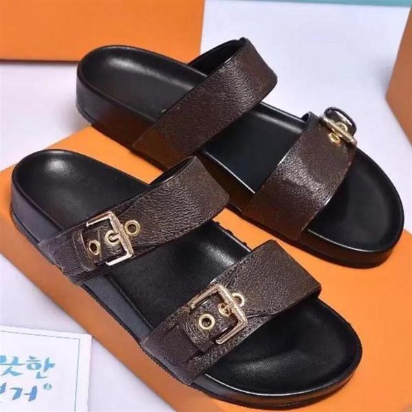 

passenger sandal luxury bom bom dia flat mule lady gentlemen colorful canvas letter anatomic leather slide 8 style model h01218c, Black