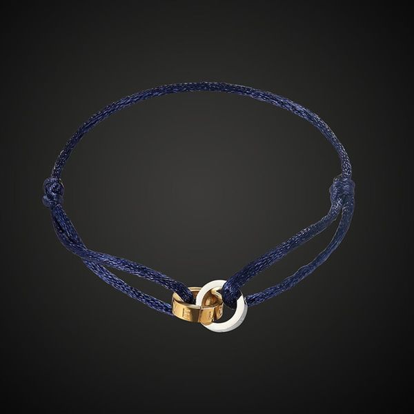 

luxury stainless steel bracelet 2 round cotton rope retractable lovely fashion jewelry popular gift2494, Golden;silver