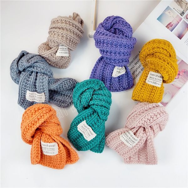 

korean knitted kids scarf winter warm children's baby bib infant toddler neck warm soft girl boy scarves, Red;brown