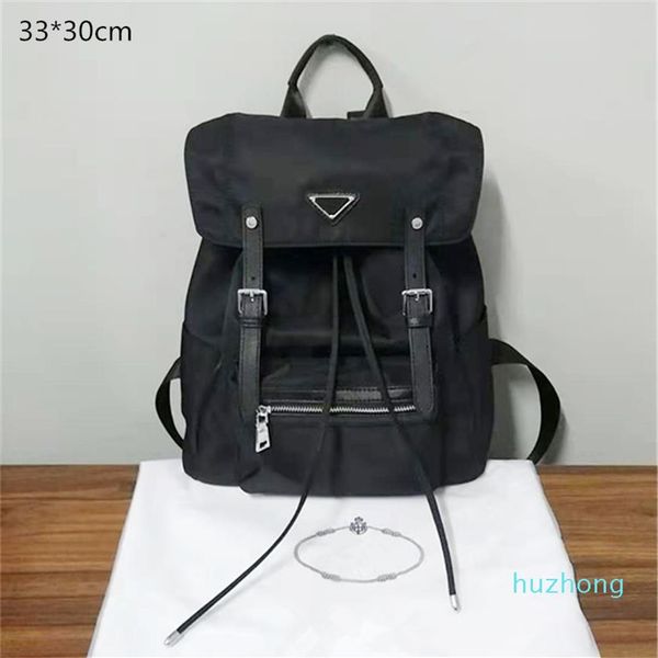

2021 mens black backpacks designers black school bags backpack nylon with string luxury shouler bags triangle medium size fashion 300e
