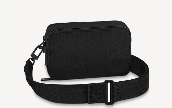 

hh versatile men mini alpha wearable bag wallet black grained leather 6 card slots large capacity cross body shoulder handbag messenger came