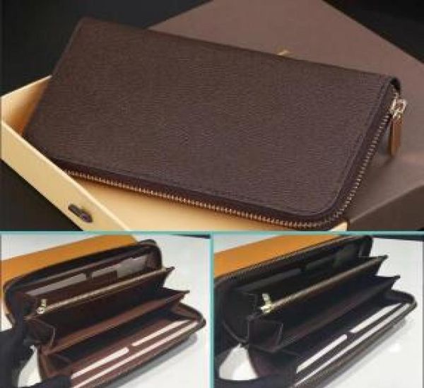 

designer 6 colors fashion single zipper designer men women leather wallet lady ladies long purse with orange brown box dust bag c, Red;black