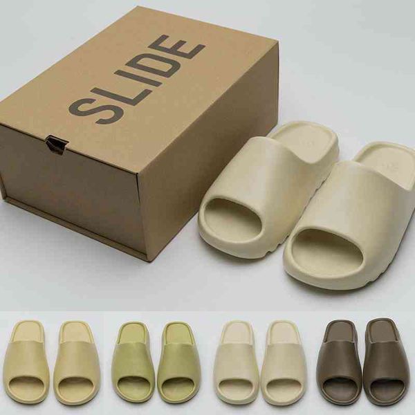 

slipper yeesys kanyes designer graffiti bone resin desert sand summer brown flat men and women beach size 36-45 foam runners slide, Black