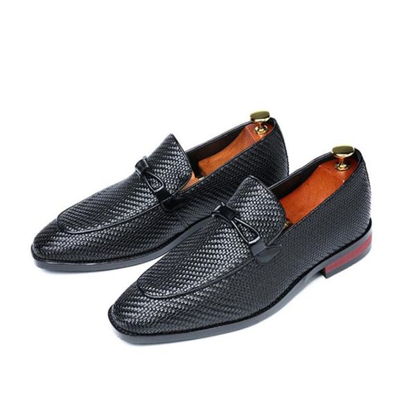 

2020 men039s formal wedding shoes england retro tassel braided pattern loa, Black