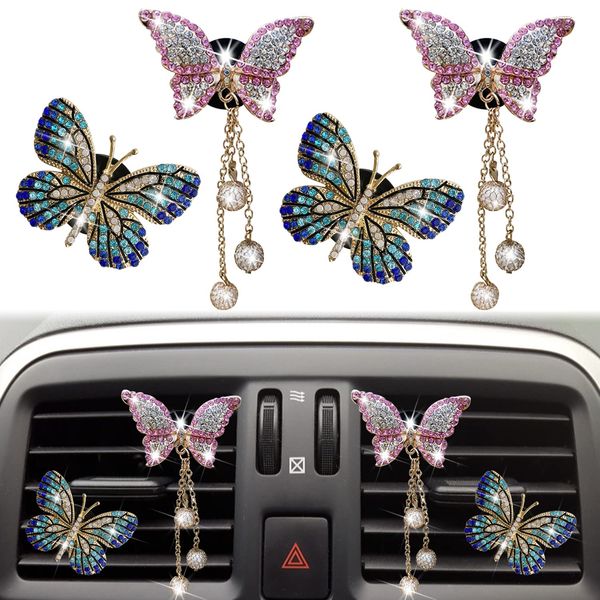 

air freshener bling butterfly vent clips crystal pandent car fresheners diffuser clip diamond decoration cute interior decor lulubaby amsvq