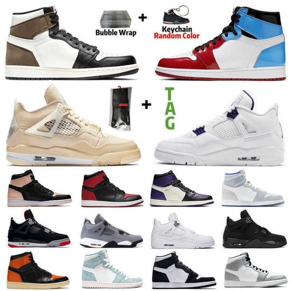 

2022 sail black cat bred 4 4s basketball shoes guava ice white cement men 1 1s university blue obsidian unc fearless bloodline236p