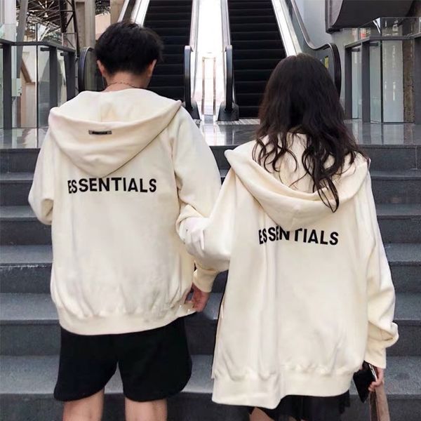 

hoodie essentialss feel of god multi thread zipper men's and women's high street trend loose coat, Black