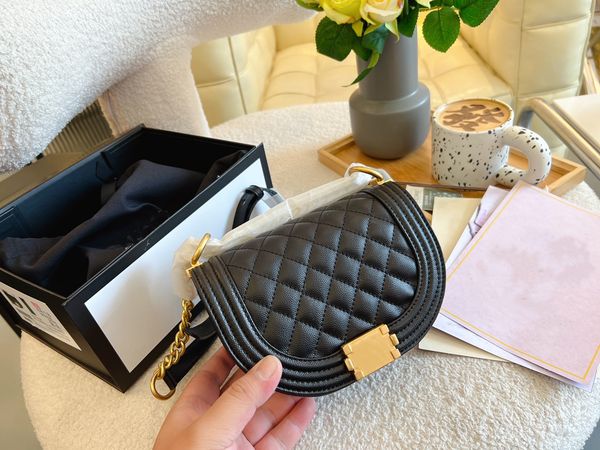

22ss designer bags luxury ladies mini french half round boy flap bag calfskin classic quilted diamond gold hardware chain shoulder crossbody