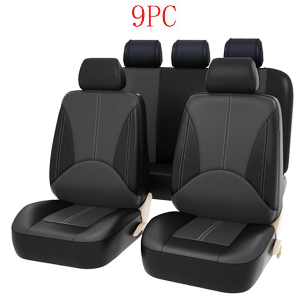 

2pc 4pc 9pc pu leather car seat cover protector brand cushion for front rear backseat seat support auto covers mat pad anti-slip