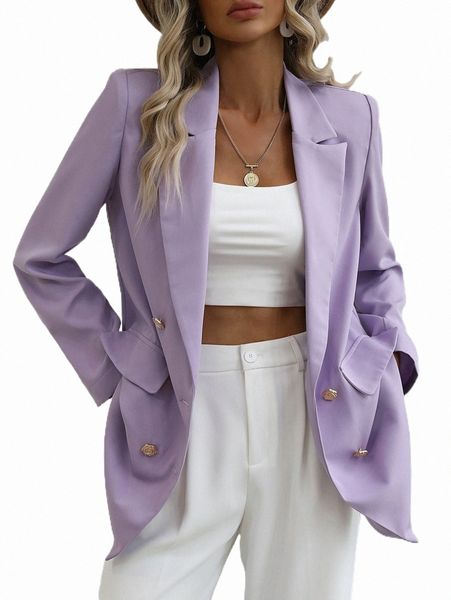 

women's two piece pants lapel neck double breasted blazer c7nw#, White