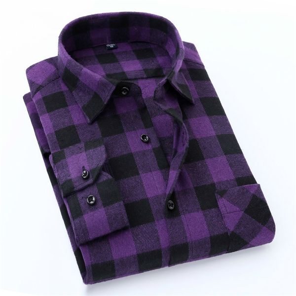 

men's casual shirts quality flannel plaid men shirt cotton spring autumn casual long sleeve dress shirts soft comfort slim fit button d, White;black
