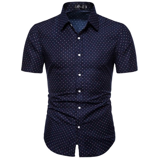 

men's casual shirts -5xl dot-print business casual shirts for summer short sleeve regular large size formal clothing mens office butto, White;black