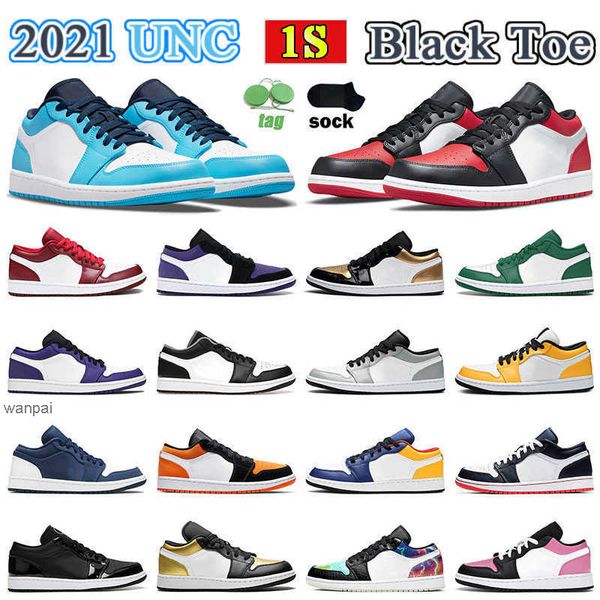 

fashion 1s unc 2021 mens low basketball shoes womens authentic jumpman 1 black green royal blue bred toe triple-black leather sport sneaker