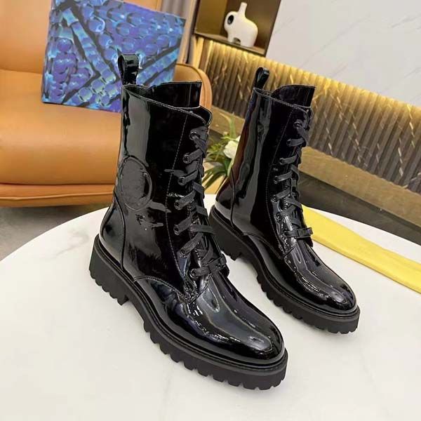 

designer women boots genuine leather thick bottom classic old flower martin boot platform middle heel autumn and winter shoes size 35-42 wit, Black