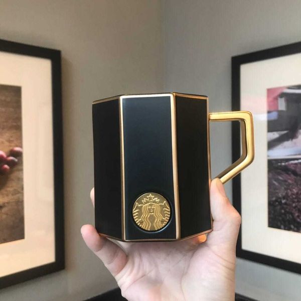 

mugs 2020 starbucks cup christmas black gold cut ceramic mug water cup creativity 395ml