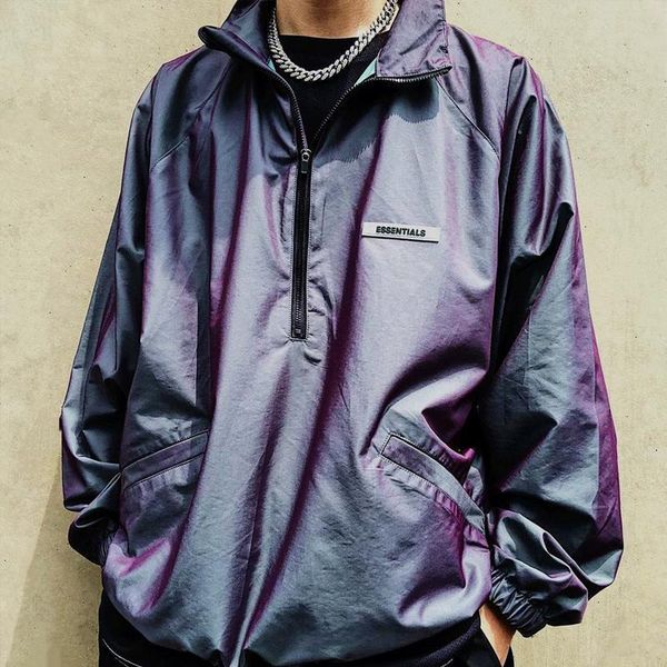 

designer jacket essntialss checked high version fog reflective vest assault jacket semi zipper colorful and waterproof, Black