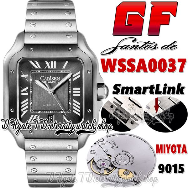 

gf v3 gf0037 mens watch japan miyota 9015 automatic black bezel dark grey dial roman markers quick switch stainless steel bracelet super edi, Slivery;brown