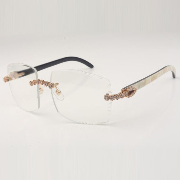 

bouquet diamonds sunglasses frame 3524022 with buffalo horn legs and 58mm clear cut lenses thickness 3.0mm, Silver