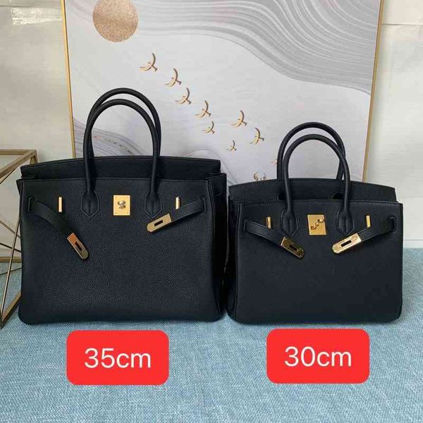

bags designer birkins herms bag leather womens bag togo leather lychee pattern portable lock bride large capacity bag 30 35 40cm b3ht
