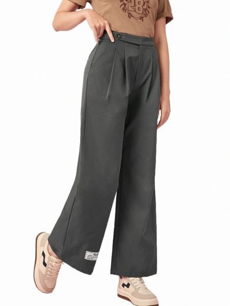 

women's pants & capris patched detail wide leg pants y0bn#, Black;white