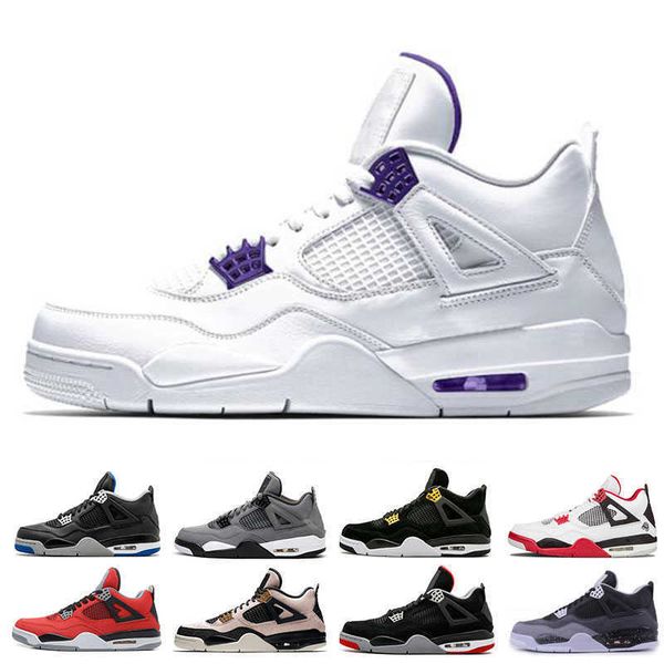 

new 4 mens basketball shoes court purple loyal blue pine green bred pure money 4s sneaker sports shoes size 7-13 for man