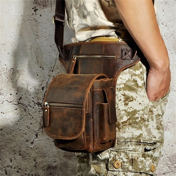 

waist bags leather design men multi function messenger satchel mochila fashion organizer fanny belt pack drop leg 3110-d 220907