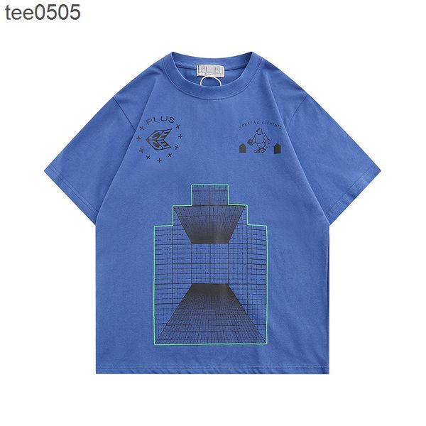 

2022 summer new day fashion tee contrast color space pattern washing used men's and women's short sleeve t-shirt, White;black