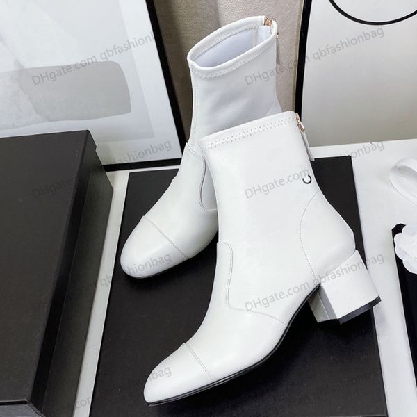 

fashion ankle boots combat bootie with chain low heels 5cm zipper real leather snow 2023 designer chelsea classic black rainboots thigh-high